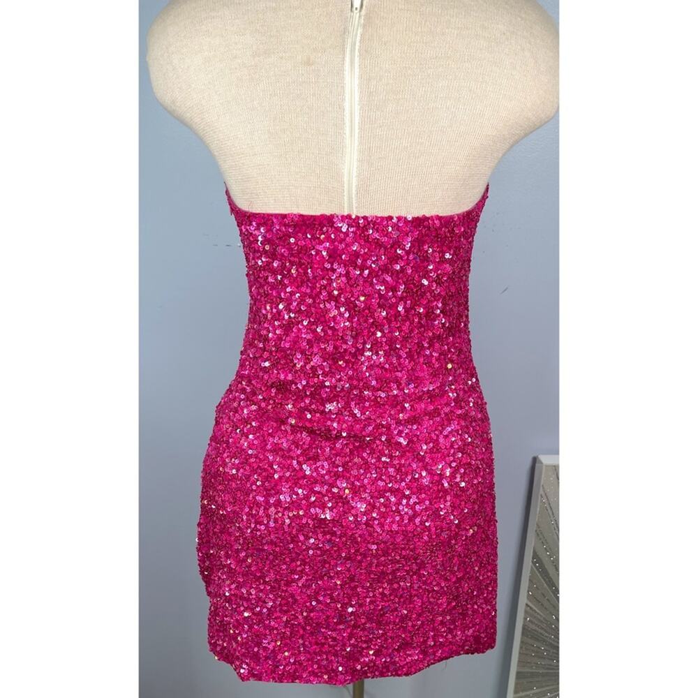 RETROFETE Heather Sequin Embellished Strapless Pink Mini Dress Size Medium - Picture 7 of 12